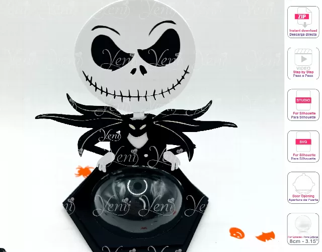 Jack Skellington candy holder - For 8cm / 3.15" Sphere - Svg and Studio files