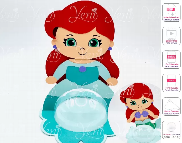 Ariel candy holder - For 8cm / 3.15" Sphere - Svg and Studio files