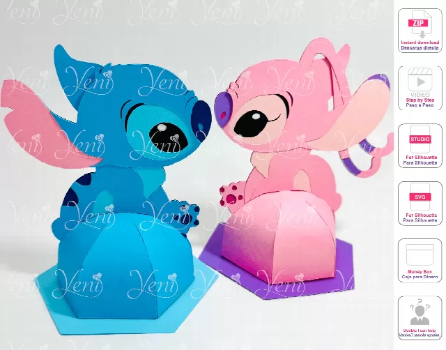 Stitch and Angel candy box - Svg and Studio