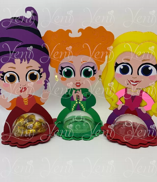 Sanderson sisters from Hocus Pocus candy holders - For 4 sizes - Svg and Studio files