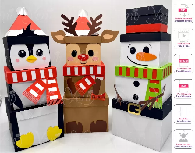 Stackable Christma Small Box - Digital File - Studio and Svg