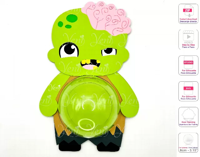 Zombie candy holder - For 8cm / 3.15" Sphere - Svg and Studio files