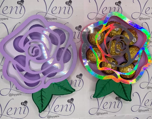 Rose Candy Box WITH LID and Ferrero container / Svg (cricut or scanandcut)- Studio (Silhouette) / Digital File - Mother's Day