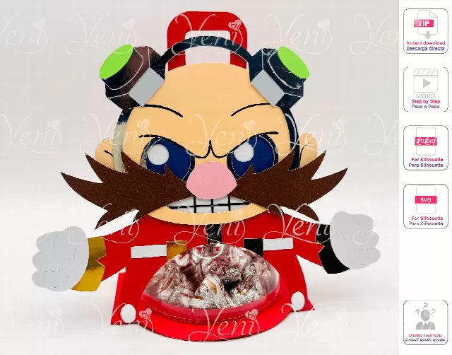 Eggman candy holder - For 8cm / 3.15” Sphere - Svg and Studio files