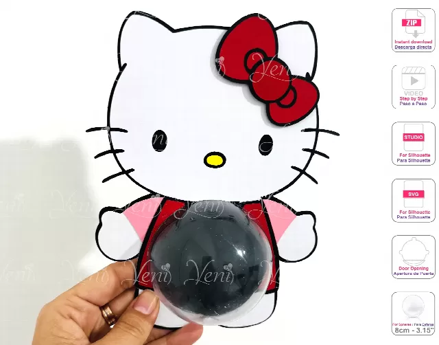 Hello Kitty candy holder - For 8cm / 3.15" Sphere - Svg and Studio files