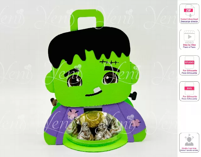 Frankestein candy holder - For 8cm / 3.15” Sphere - Svg and Studio files