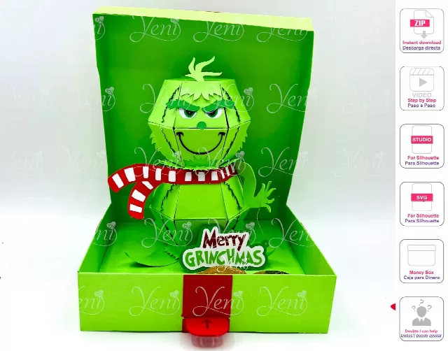 Grinch Candy Box - Svg and Studio files