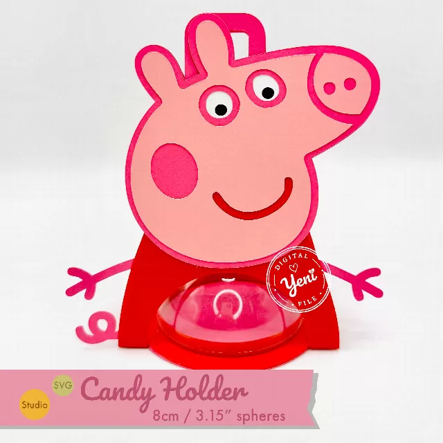 Peppe Pig candy holder - For 8cm / 3.15” Sphere - SVG and Studio files