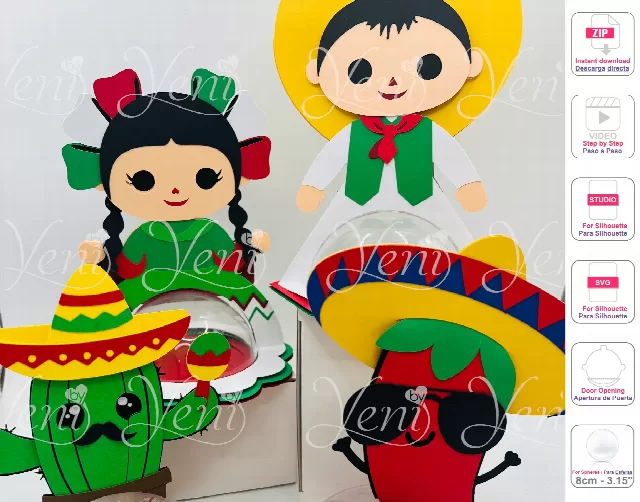 Mexican Pack candy holder - For 8cm / 3.15” Sphere - Svg and Studio files