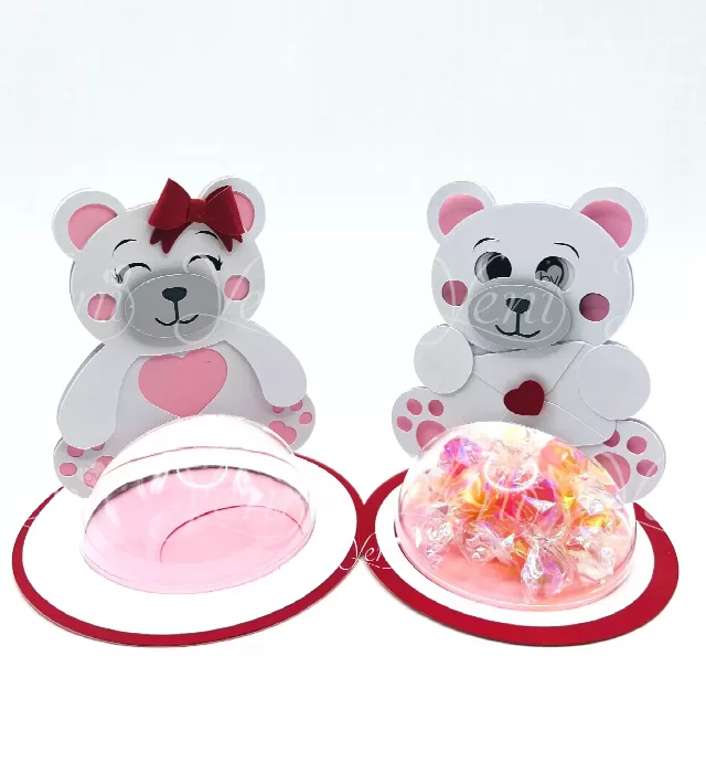 Teddy bear couple candy holder - For 4 sizes - Svg and Studio files